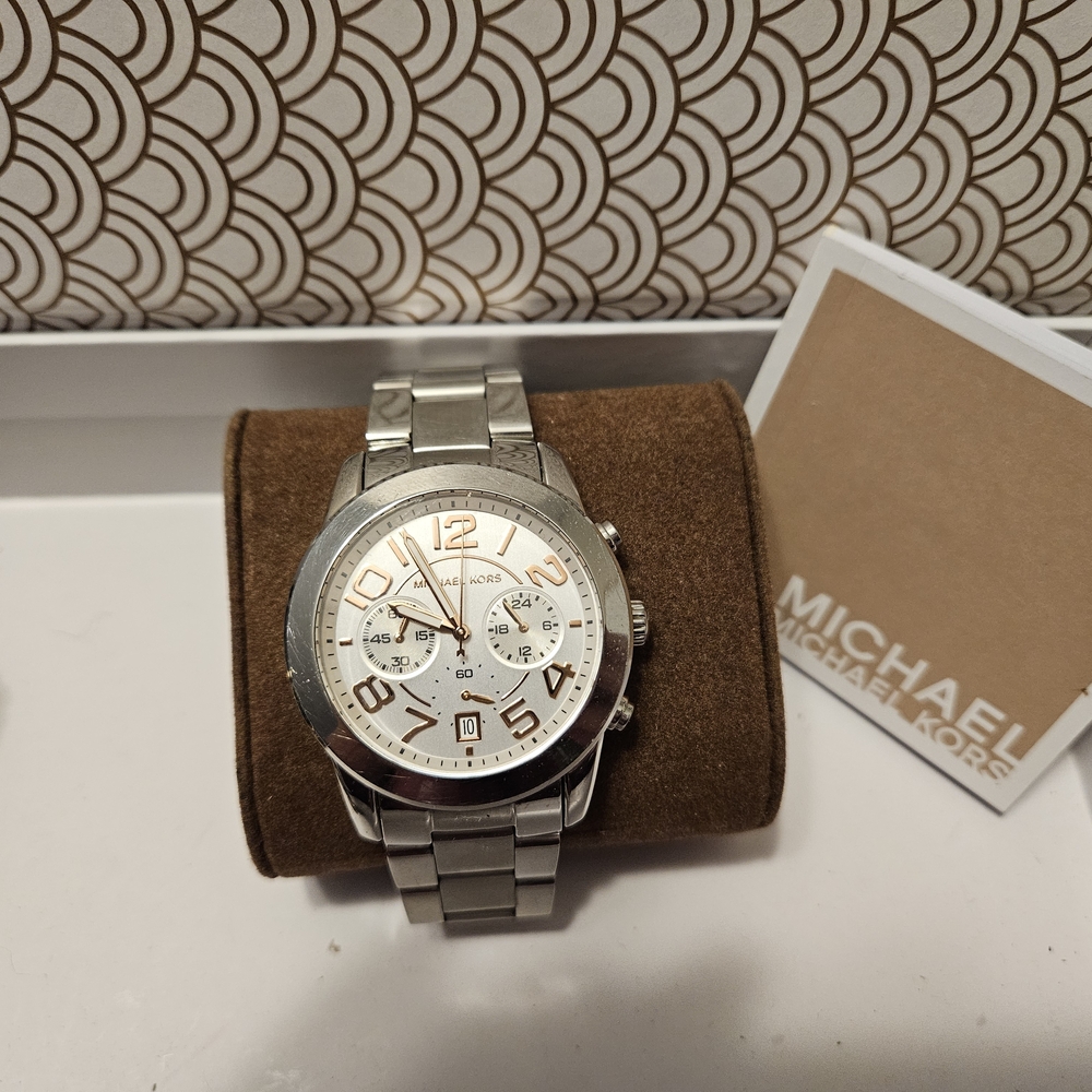 Michael Kors Silver and White Watch